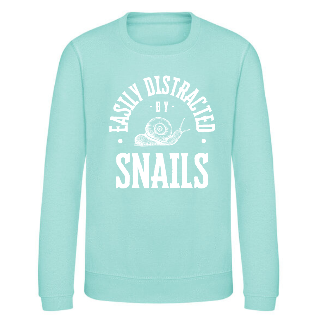 "Easily Distracted by Snails" Kids Sweatshirt Age 1-13 - Lots of colours!