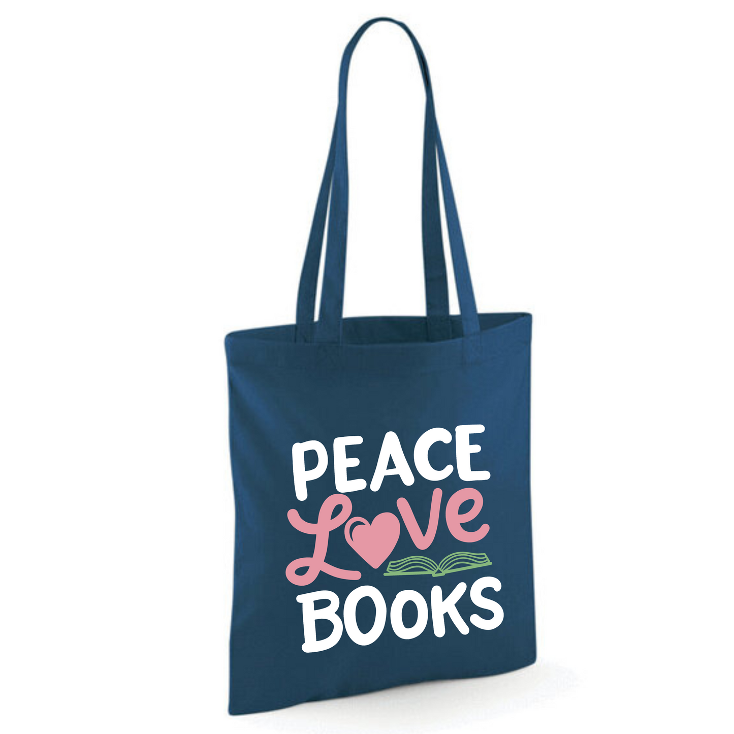 "Peace Love Books" Cotton Tote Shopper (48 colours)