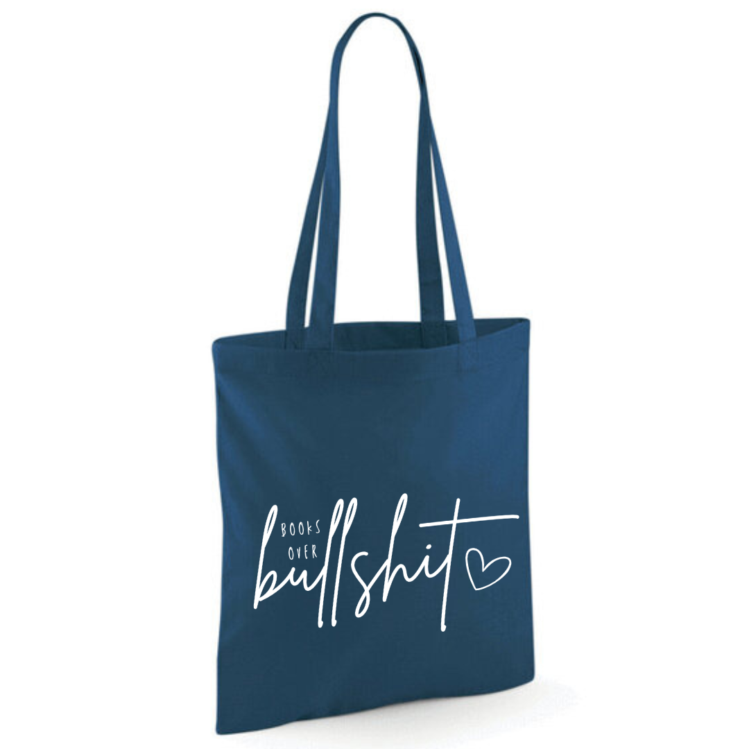 "Books over Bullshit" Handscript Cotton Tote Shopper - lots of colours
