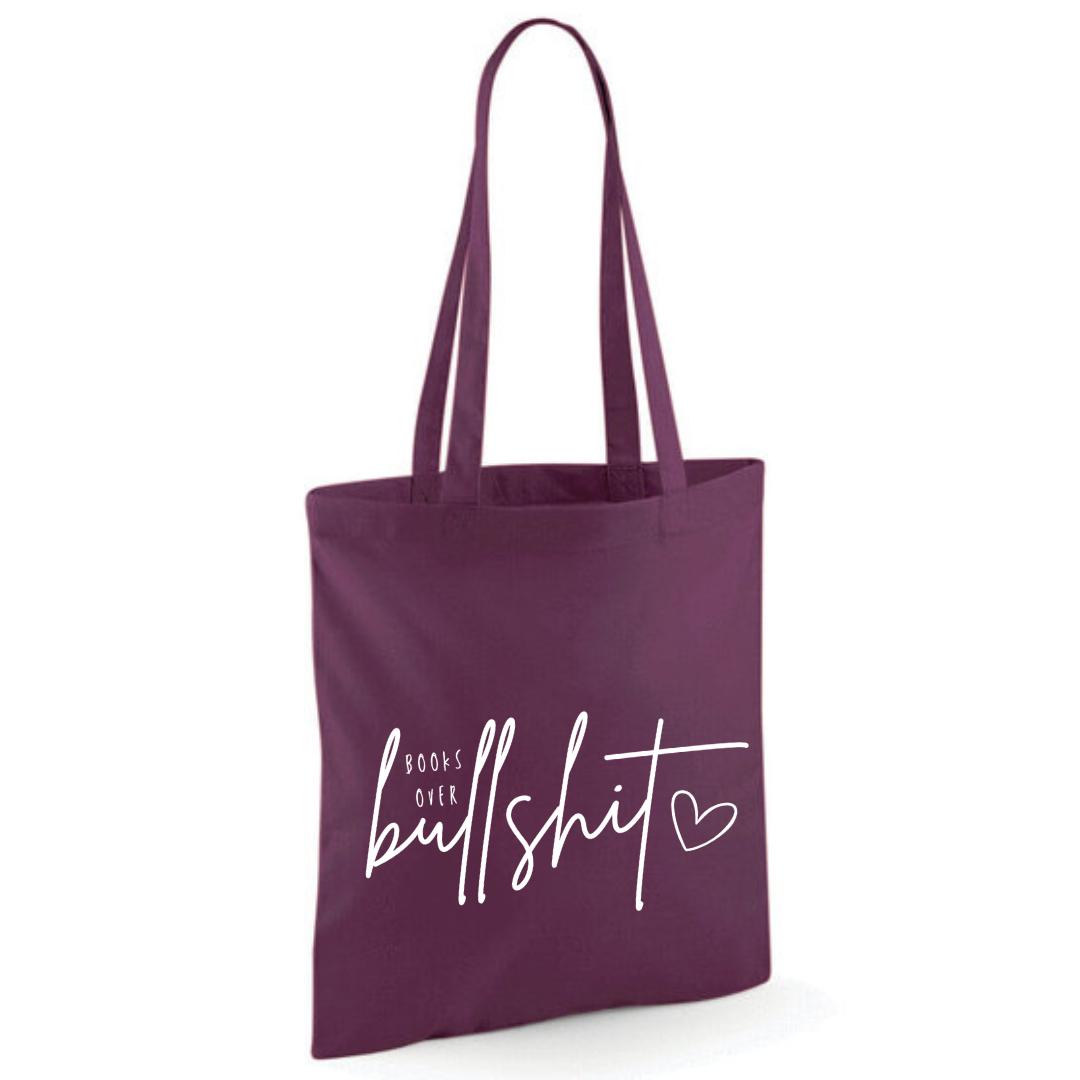 "Books over Bullshit" Handscript Cotton Tote Shopper - lots of colours