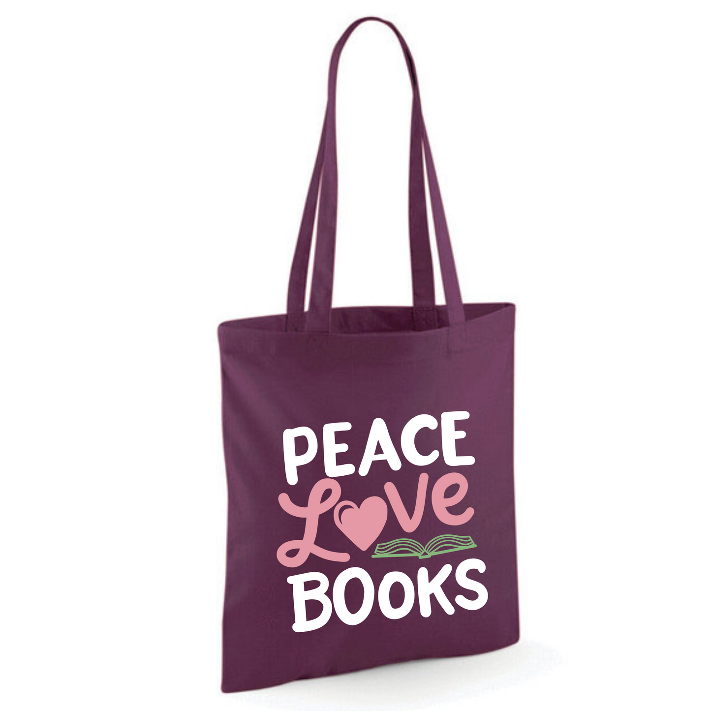 "Peace Love Books" Cotton Tote Shopper (48 colours)