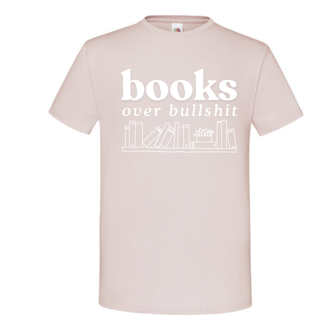 "Books Over Bullshit" Bookshelf Standard Tee - lots of colours!
