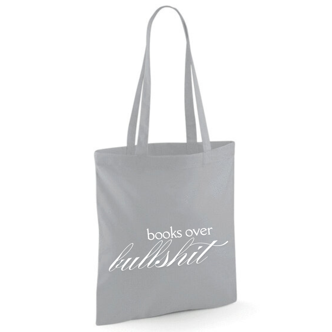 "Books Over Bullshit" Fancy Font Tote Shopper Bag - lots of colours!