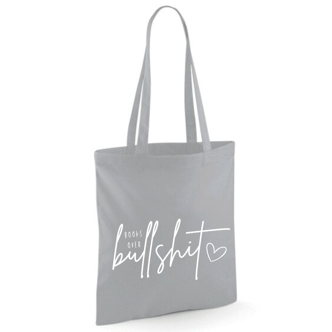 "Books over Bullshit" Handscript Cotton Tote Shopper - lots of colours
