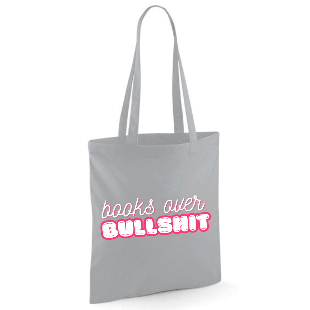 "Books over Bullshit" Bubble Cotton Tote Shopper - lots of colours