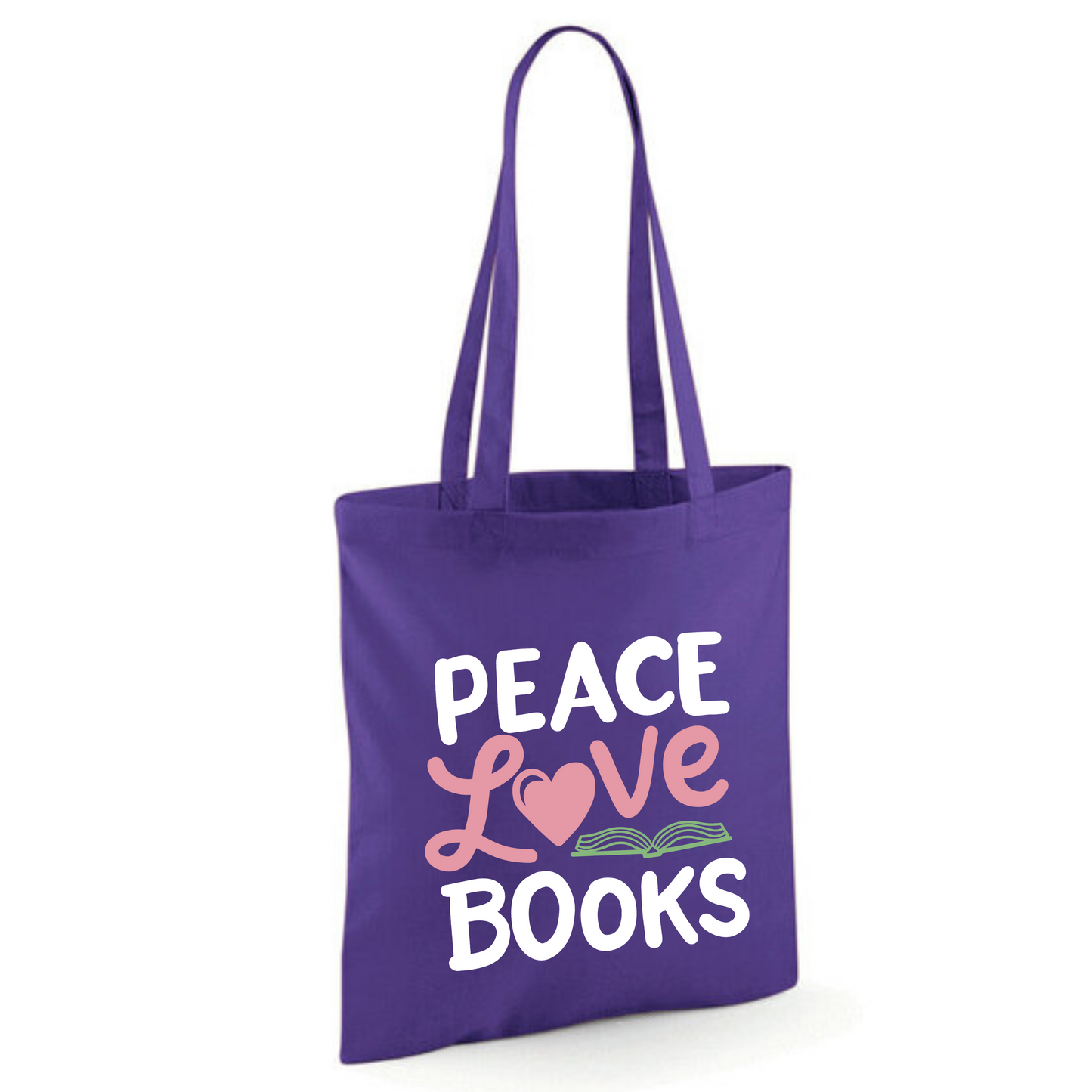 "Peace Love Books" Cotton Tote Shopper (48 colours)