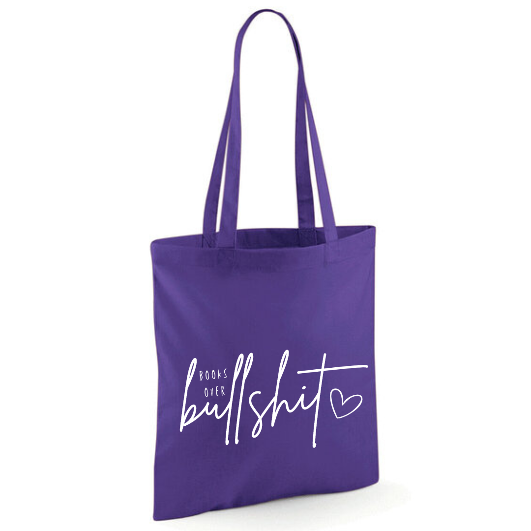 "Books over Bullshit" Handscript Cotton Tote Shopper - lots of colours