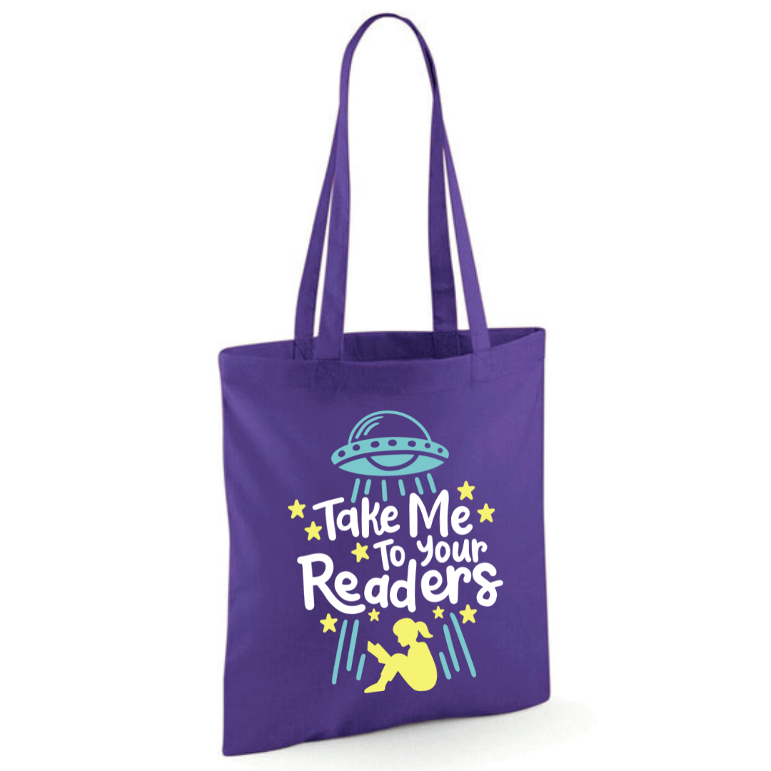 "Take Me To Your Readers" Cotton Tote Shopper - lots of colours