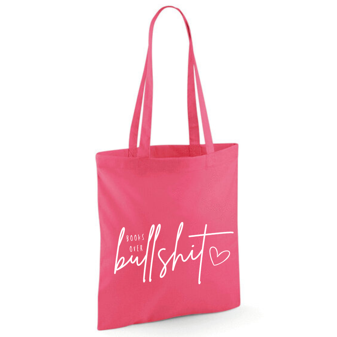 "Books over Bullshit" Handscript Cotton Tote Shopper - lots of colours