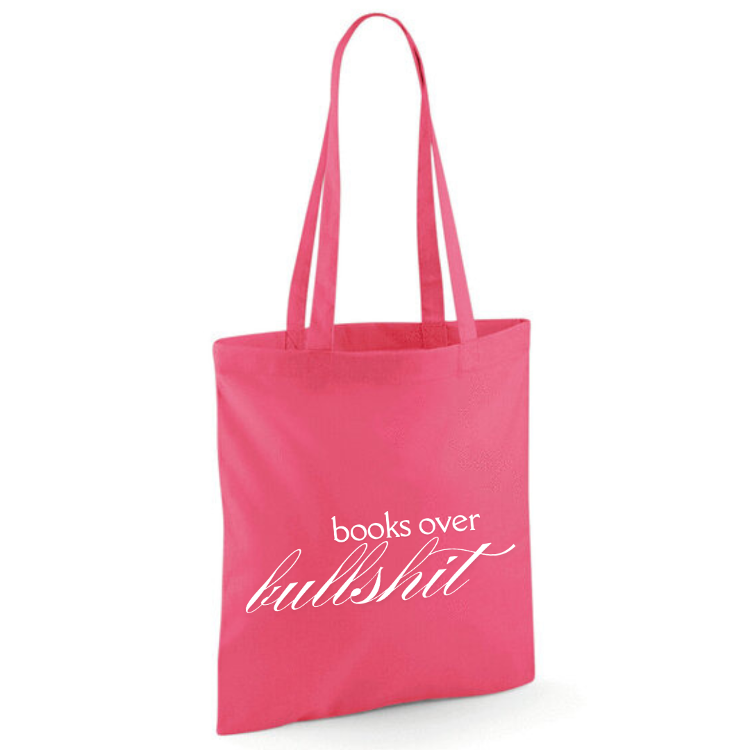 "Books Over Bullshit" Fancy Font Tote Shopper Bag - lots of colours!