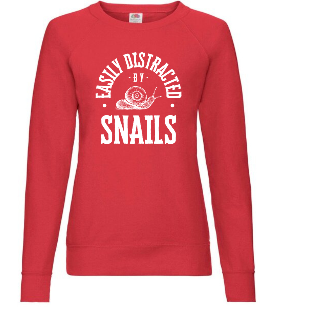 "Easily Distracted by Snails" Ladies Raglan Sweatshirt - lots of colours