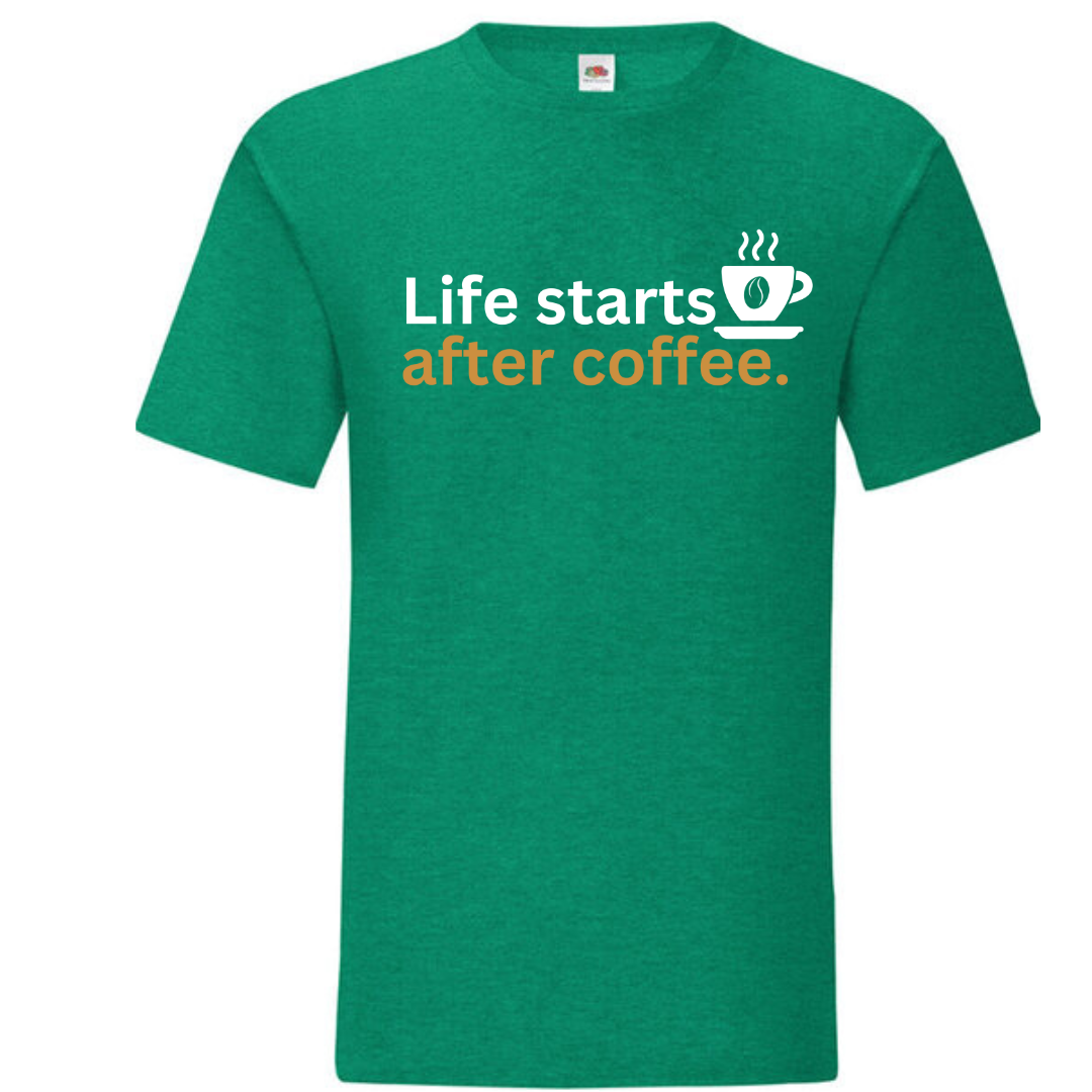 "Life Starts After Coffee" Standard Tee - lots of colours!