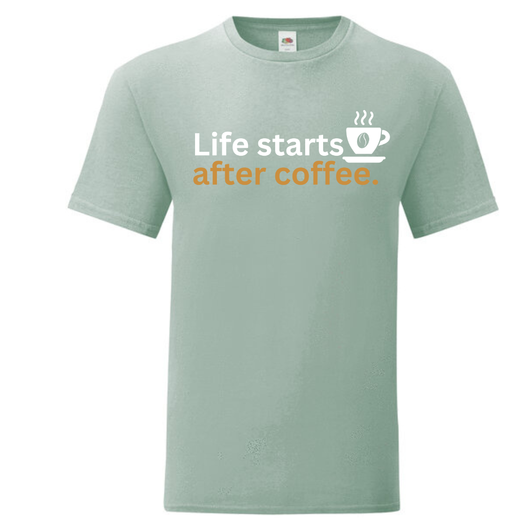 "Life Starts After Coffee" Standard Tee - lots of colours!