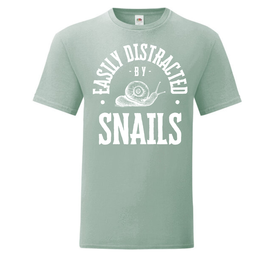 "Easily Distracted by Snails" Standard Tee - lots of colours!