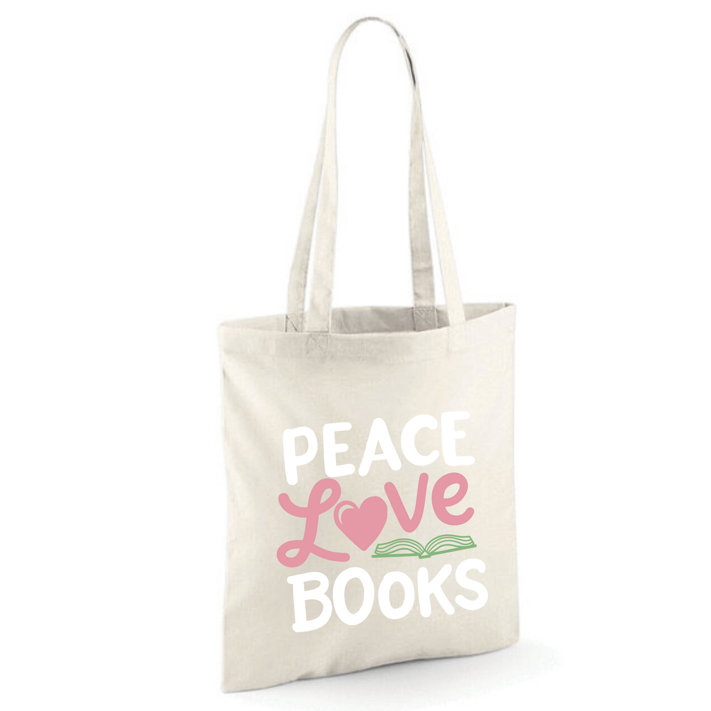 "Peace Love Books" Cotton Tote Shopper (48 colours)