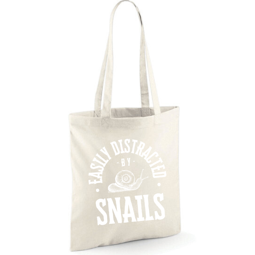 "Easily Distracted By Snails" Cotton Tote Shopper - lots of colours