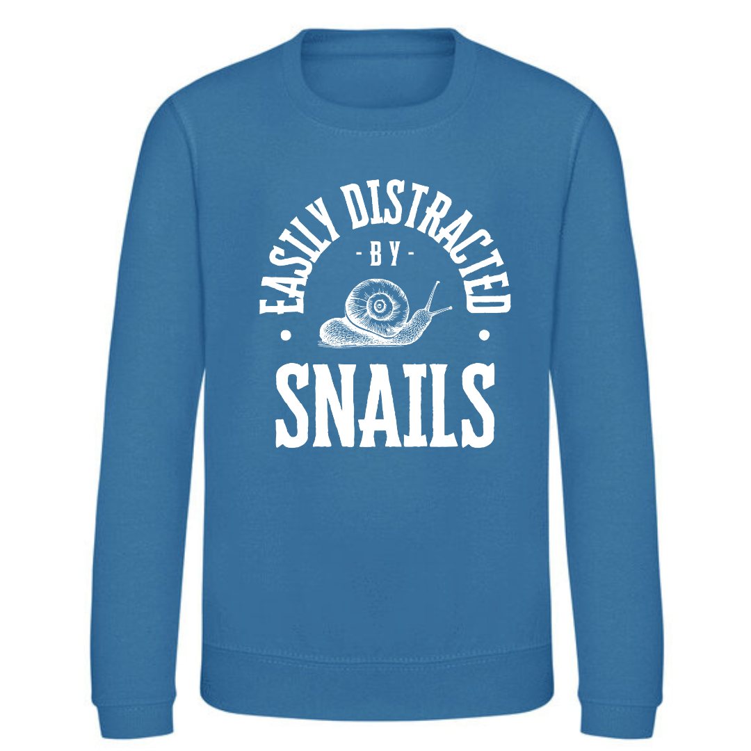 "Easily Distracted by Snails" Kids Sweatshirt Age 1-13 - Lots of colours!