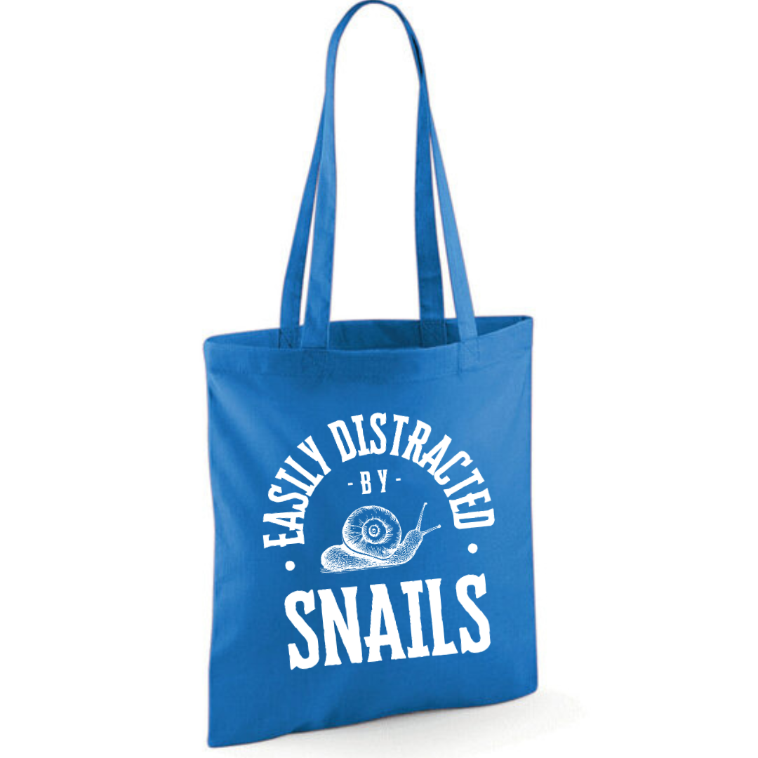 "Easily Distracted By Snails" Cotton Tote Shopper - lots of colours