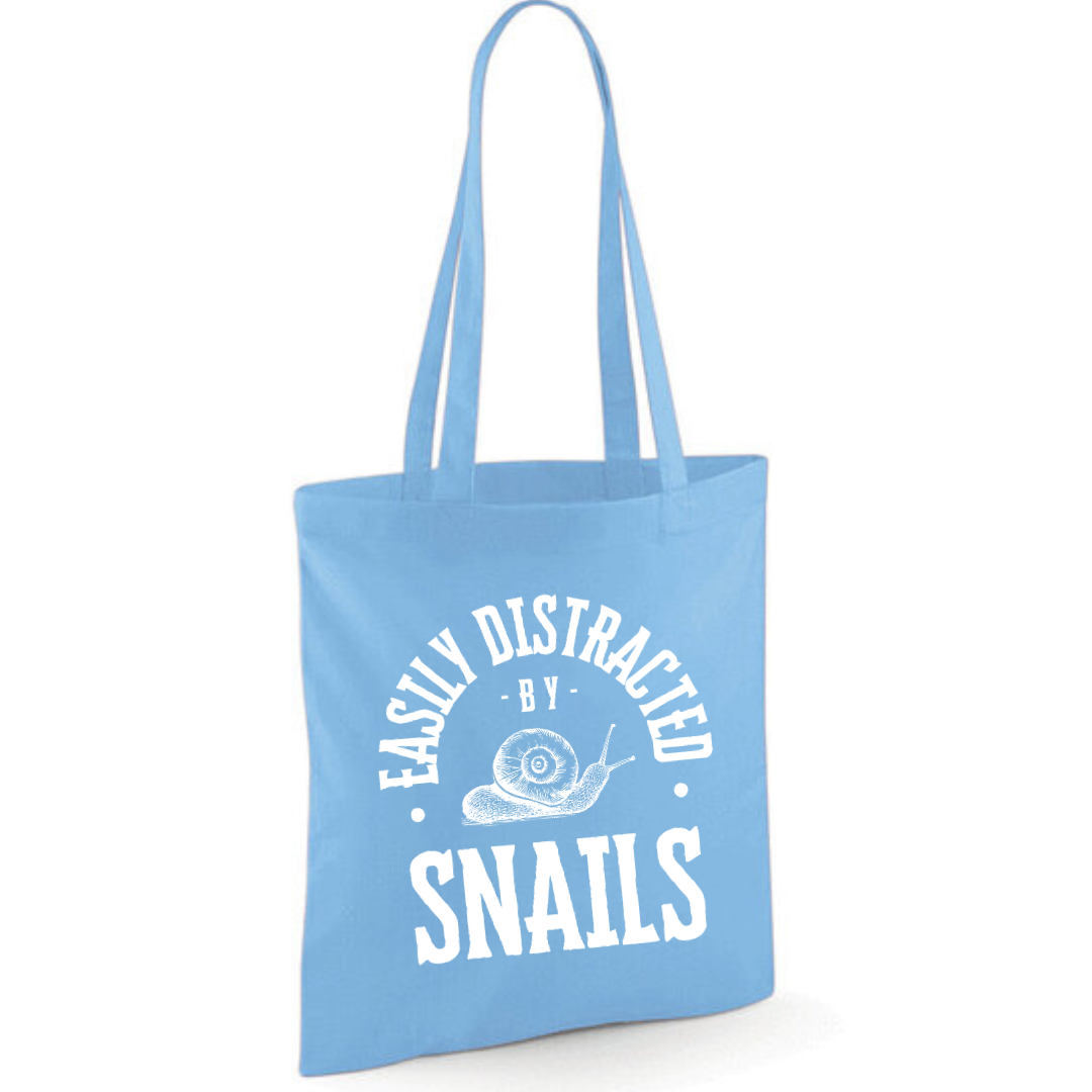 "Easily Distracted By Snails" Cotton Tote Shopper - lots of colours