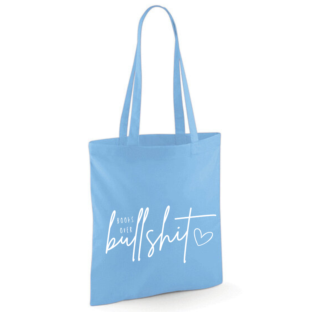 "Books over Bullshit" Handscript Cotton Tote Shopper - lots of colours