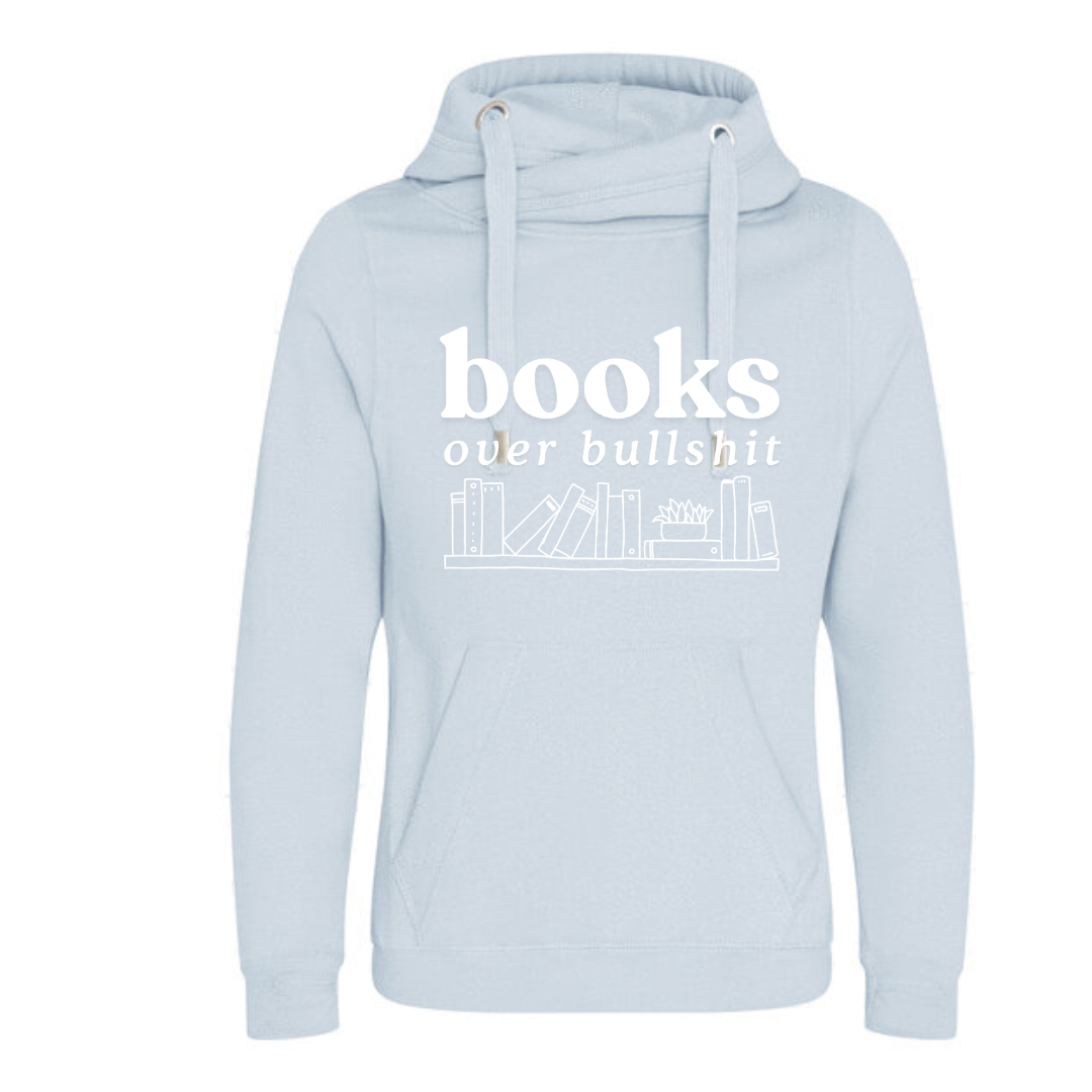 "Books Over Bullshit" Bookshelf Deluxe Hoody - lots of colours!