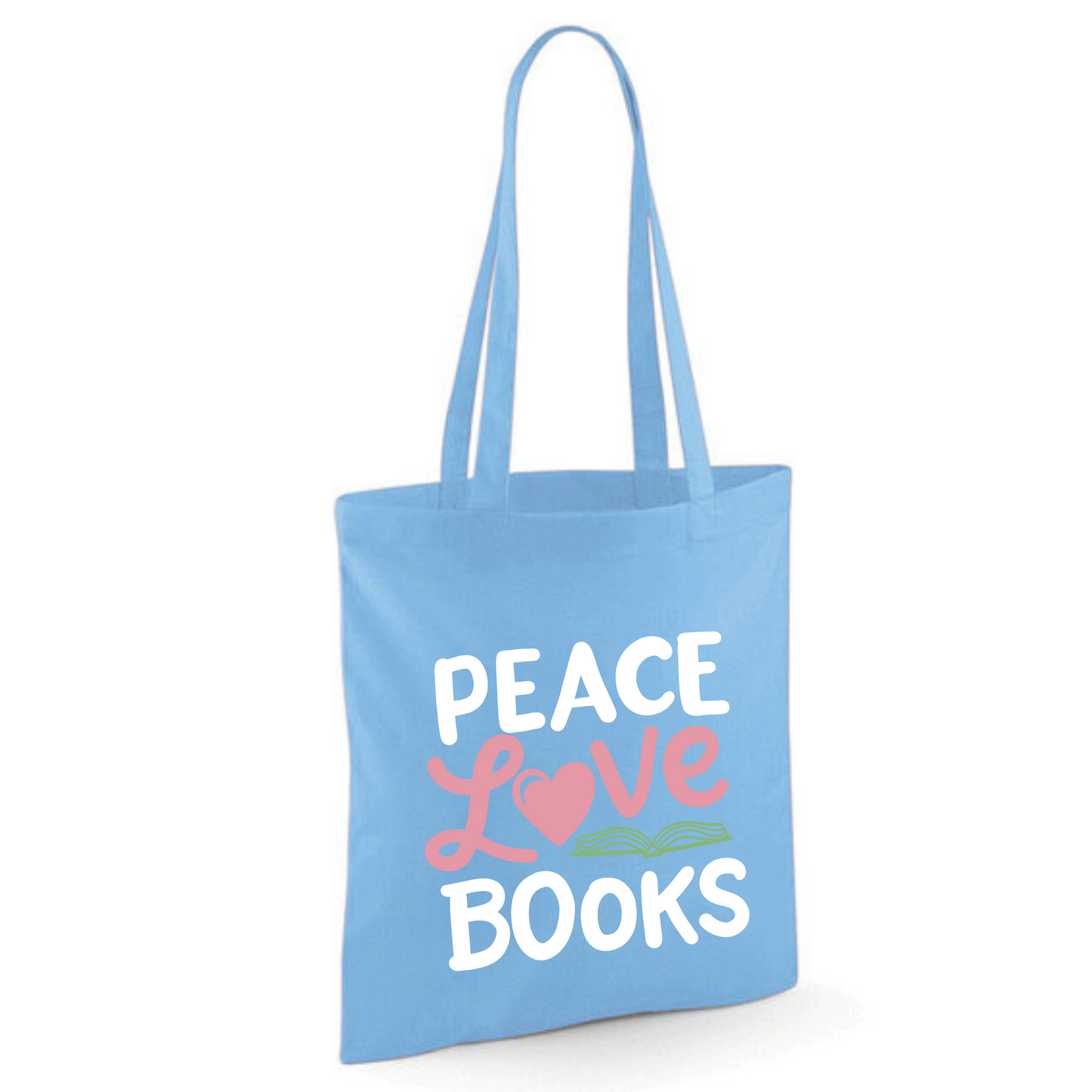 "Peace Love Books" Cotton Tote Shopper (48 colours)
