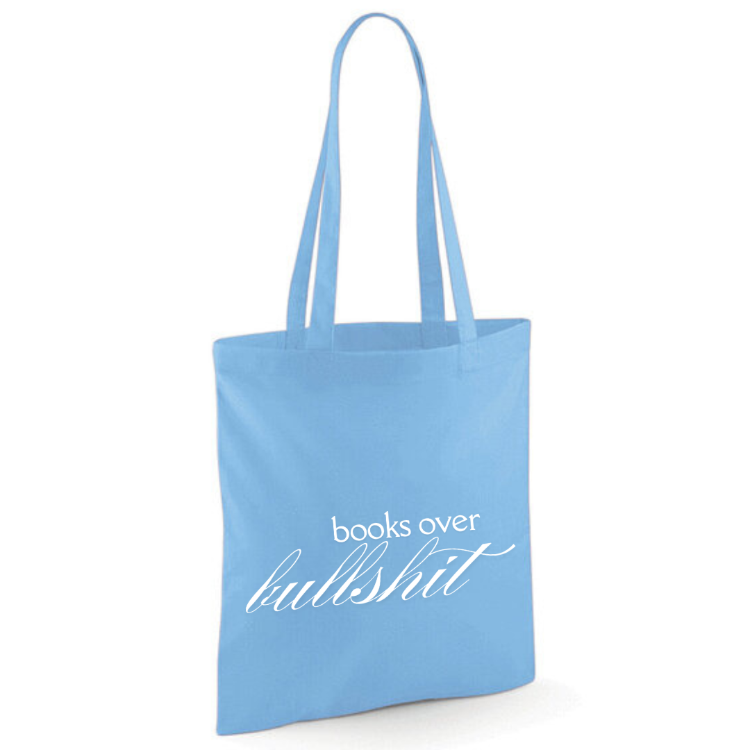 "Books Over Bullshit" Fancy Font Tote Shopper Bag - lots of colours!