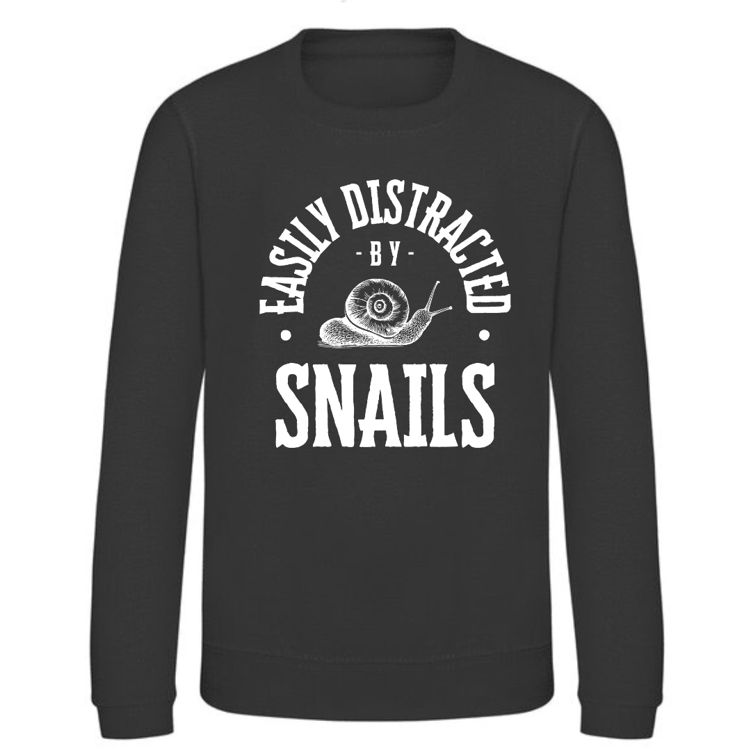 "Easily Distracted by Snails" Kids Sweatshirt Age 1-13 - Lots of colours!