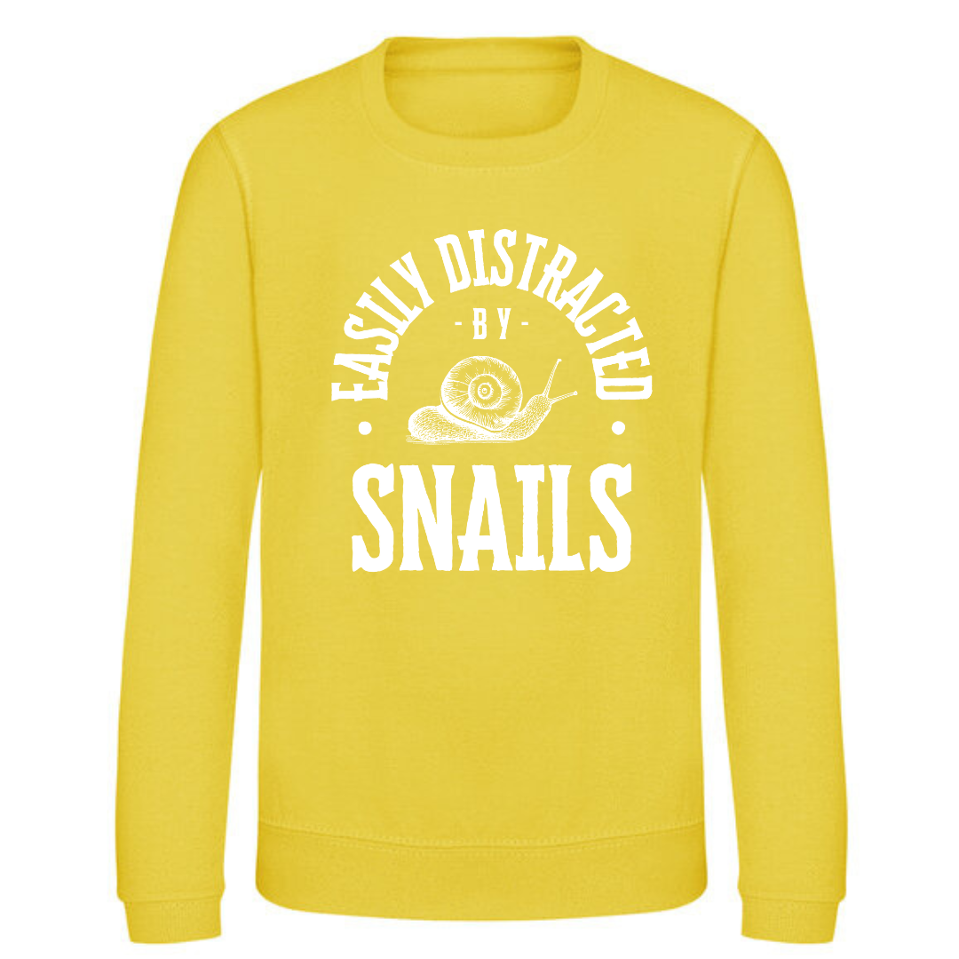 "Easily Distracted by Snails" Kids Sweatshirt Age 1-13 - Lots of colours!