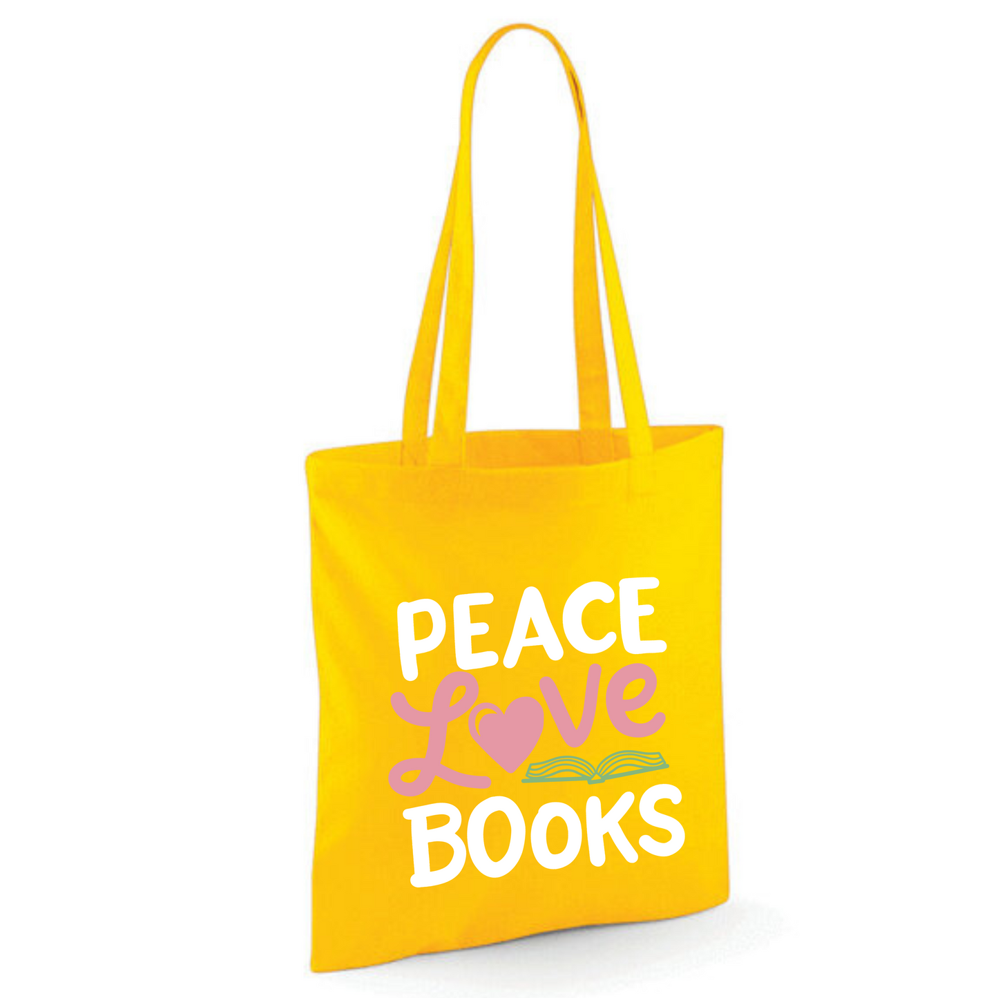 "Peace Love Books" Cotton Tote Shopper (48 colours)