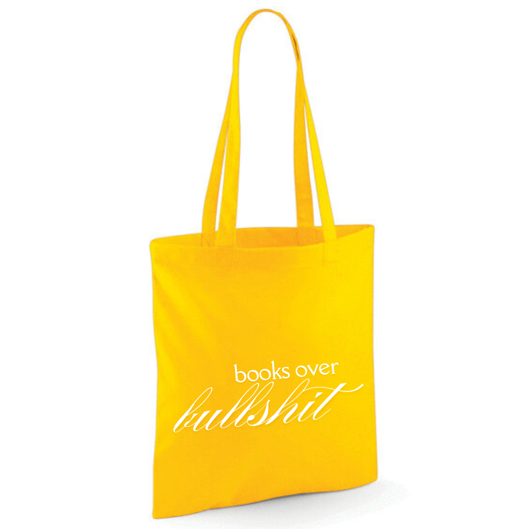 "Books Over Bullshit" Fancy Font Tote Shopper Bag - lots of colours!