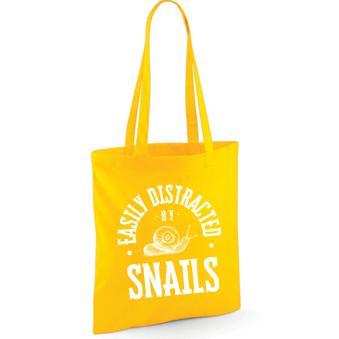 "Easily Distracted By Snails" Cotton Tote Shopper - lots of colours