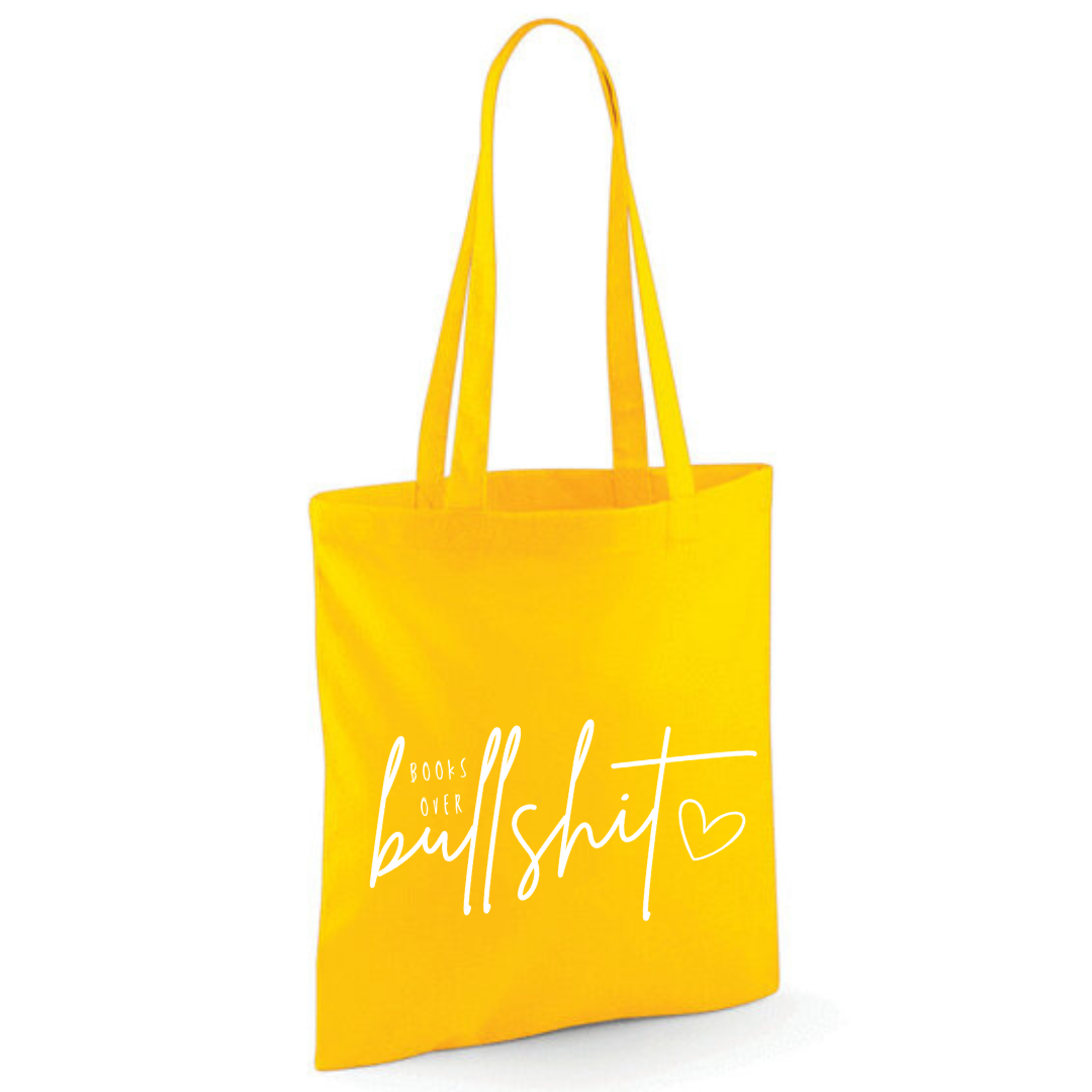 "Books over Bullshit" Handscript Cotton Tote Shopper - lots of colours