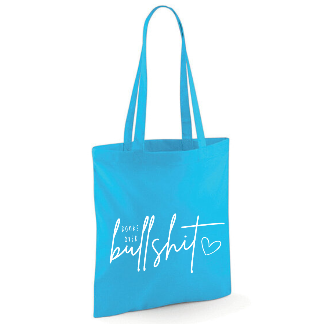 "Books over Bullshit" Handscript Cotton Tote Shopper - lots of colours