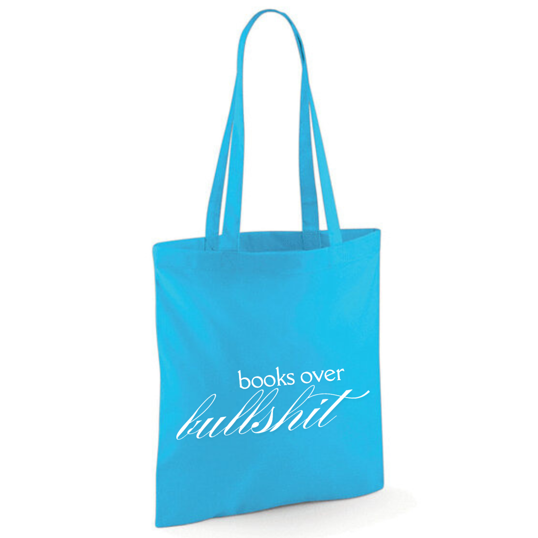 "Books Over Bullshit" Fancy Font Tote Shopper Bag - lots of colours!