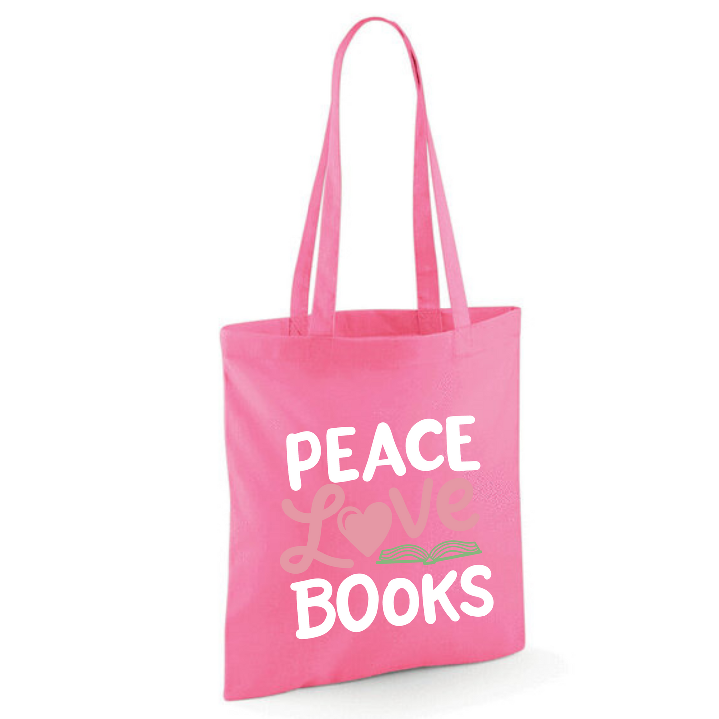 "Peace Love Books" Cotton Tote Shopper (48 colours)