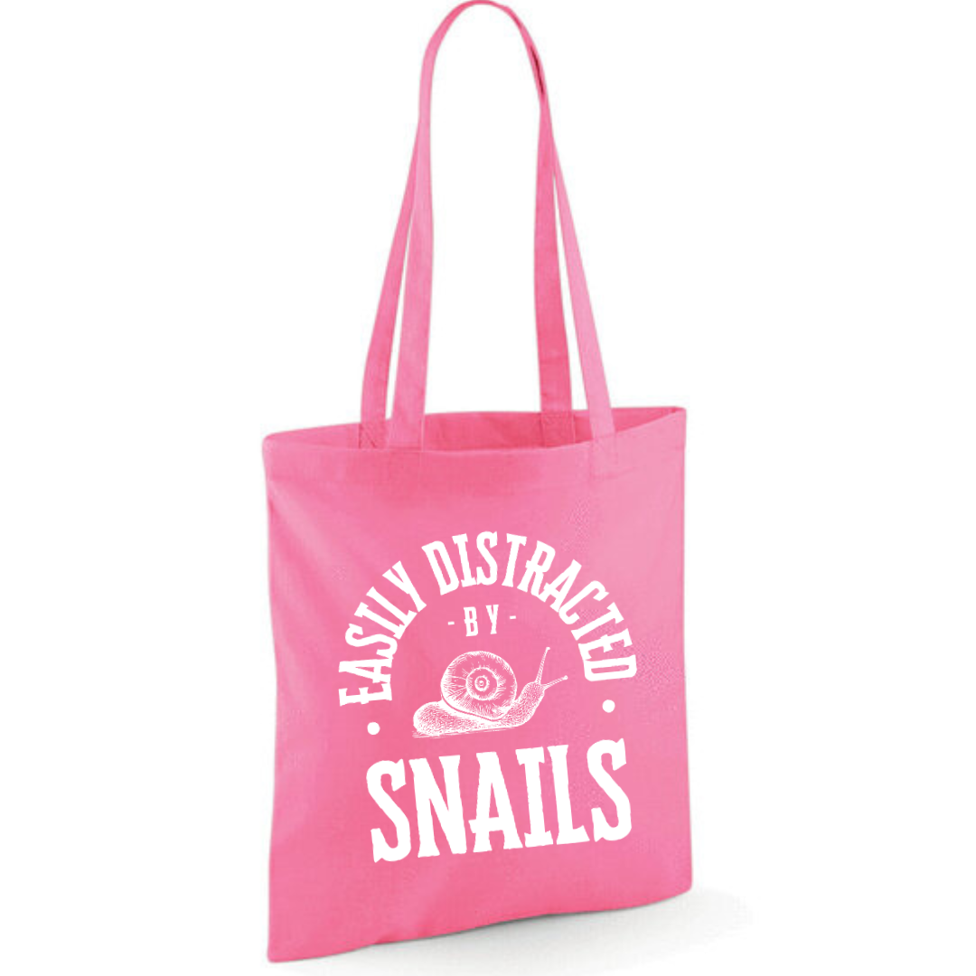 "Easily Distracted By Snails" Cotton Tote Shopper - lots of colours