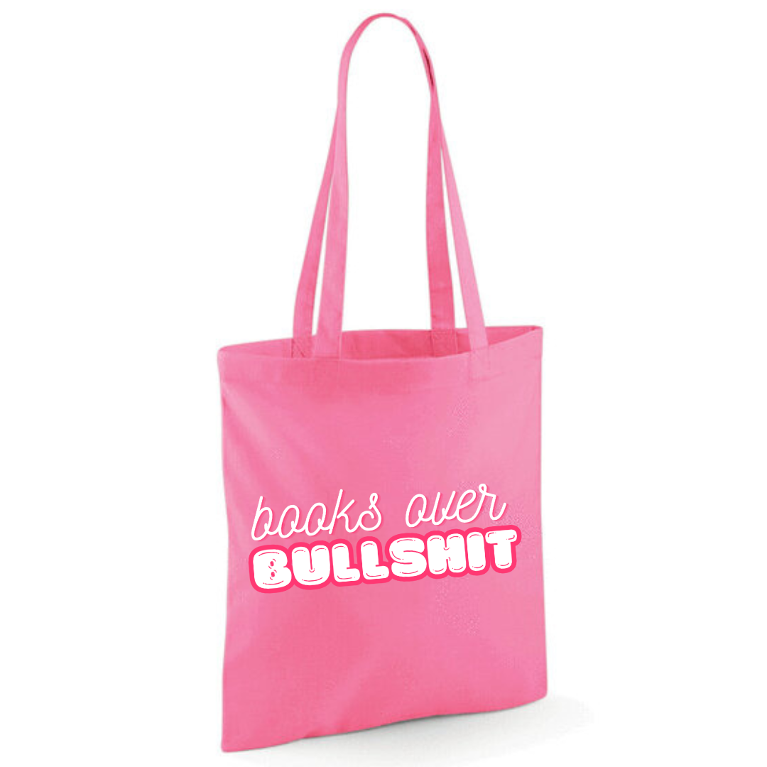 "Books over Bullshit" Bubble Cotton Tote Shopper - lots of colours