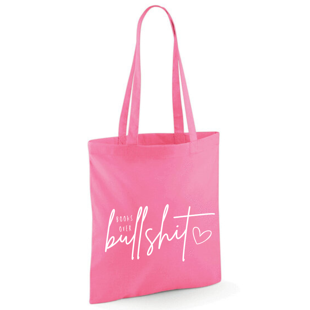 "Books over Bullshit" Handscript Cotton Tote Shopper - lots of colours
