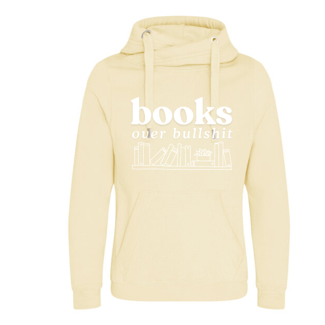 "Books Over Bullshit" Bookshelf Deluxe Hoody - lots of colours!