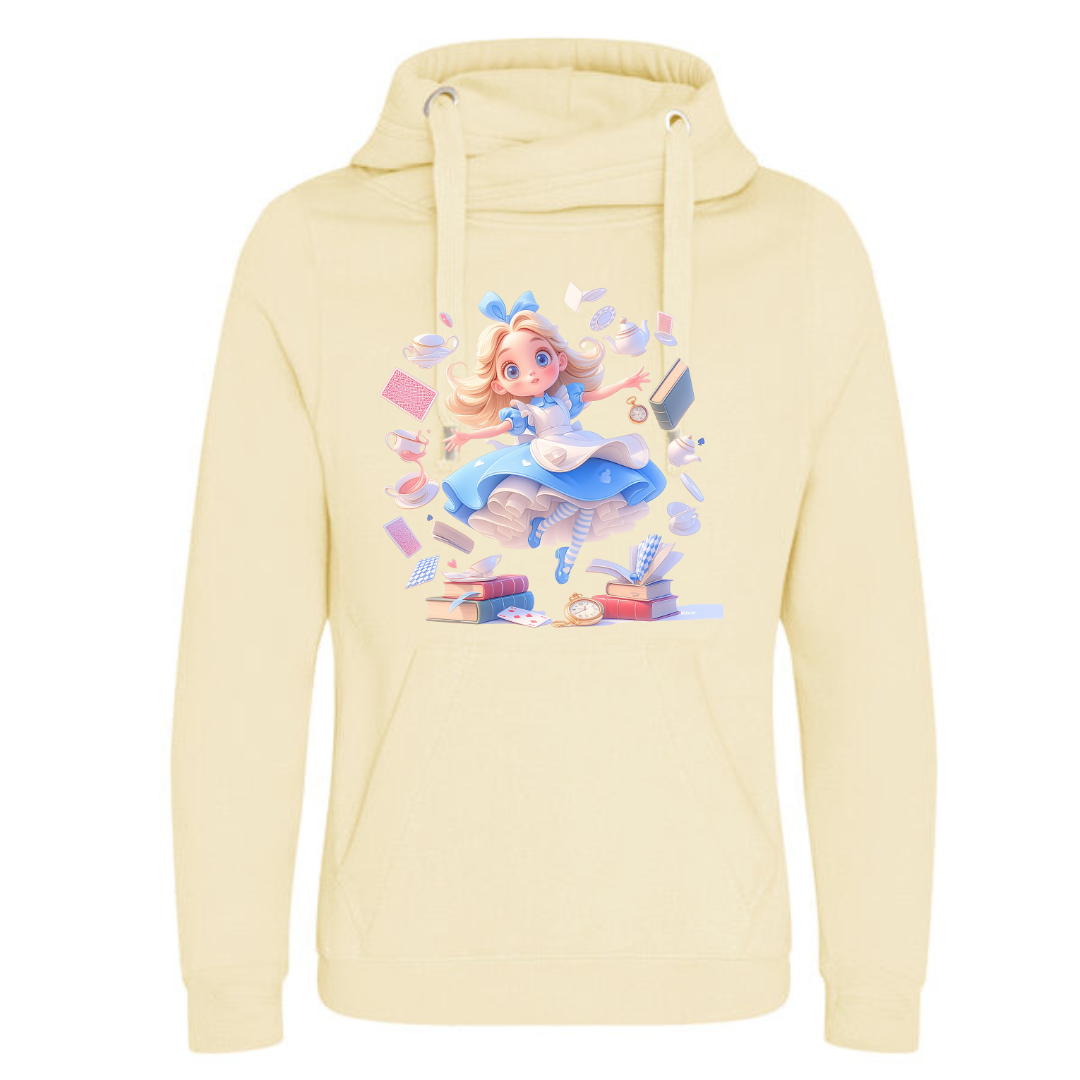 Alice with Flying Books Deluxe Hoody - lots of colours