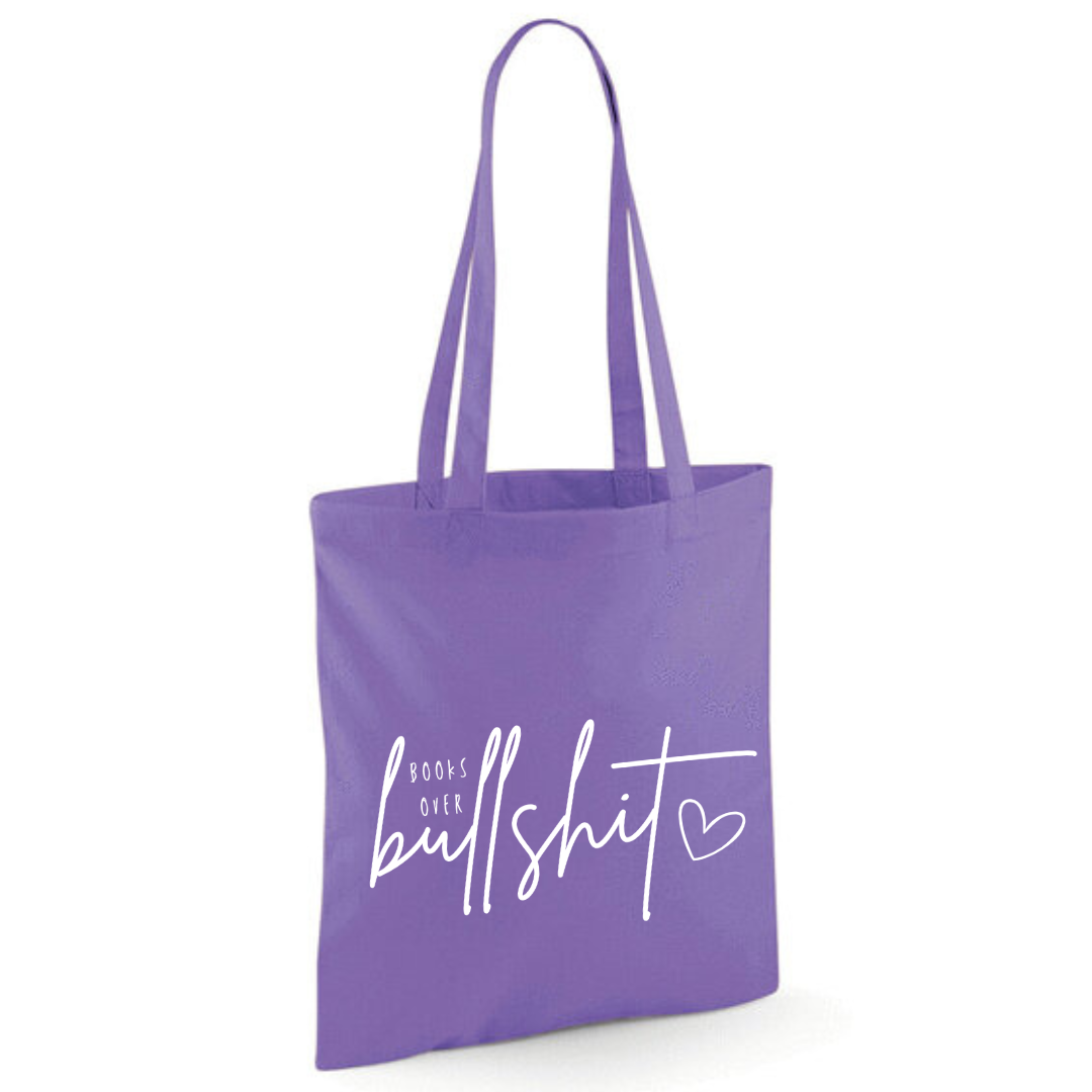 "Books over Bullshit" Handscript Cotton Tote Shopper - lots of colours