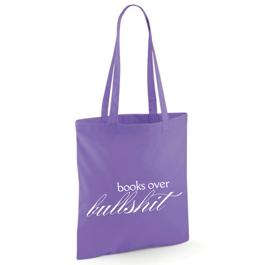 "Books Over Bullshit" Fancy Font Tote Shopper Bag - lots of colours!