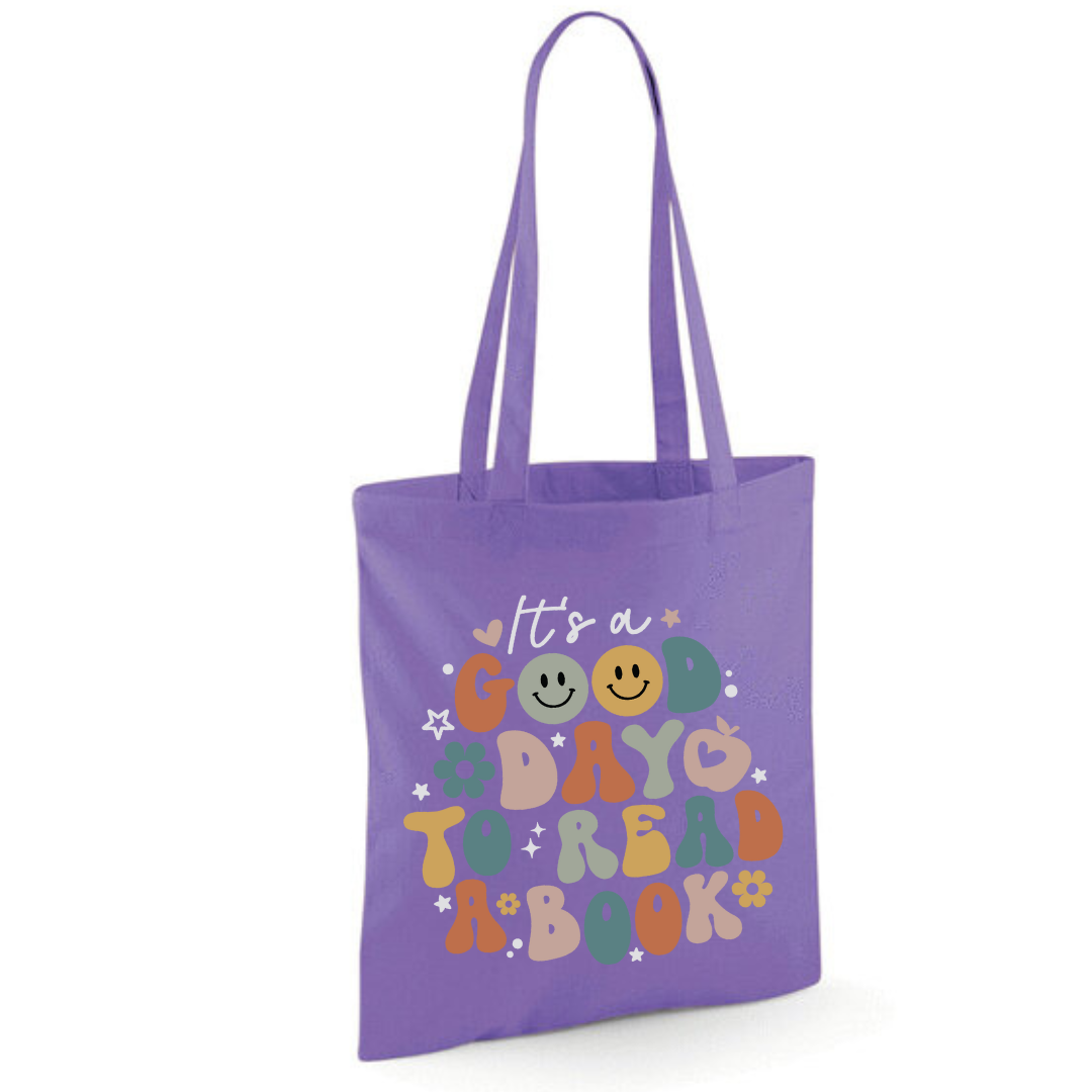 "It's a Good Day to Read a Book" Tote Shopper Bag - lots of colours!