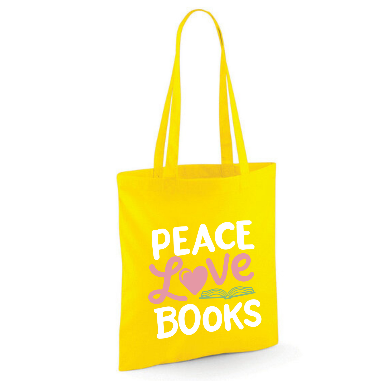 "Peace Love Books" Cotton Tote Shopper (48 colours)