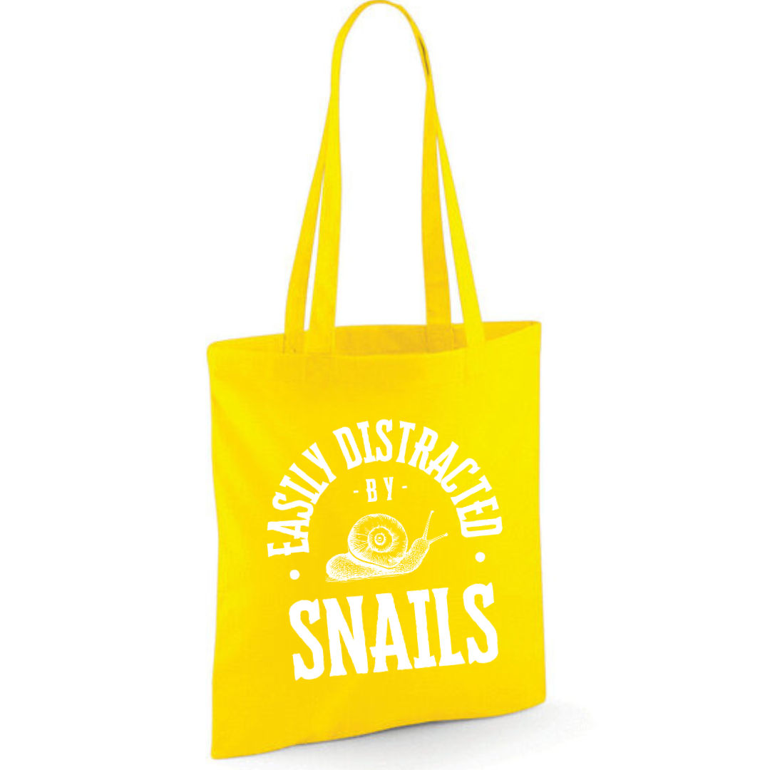"Easily Distracted By Snails" Cotton Tote Shopper - lots of colours