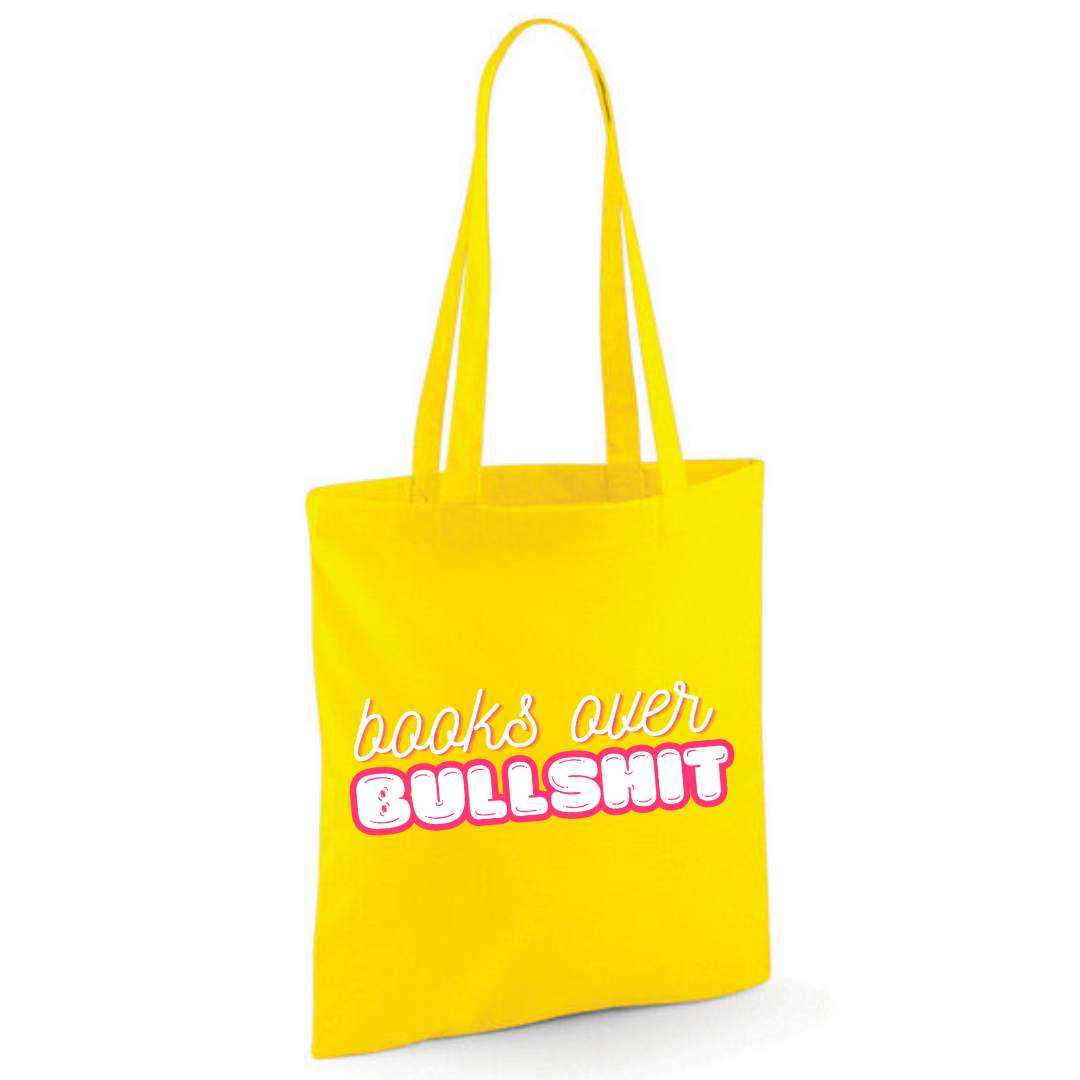"Books over Bullshit" Bubble Cotton Tote Shopper - lots of colours