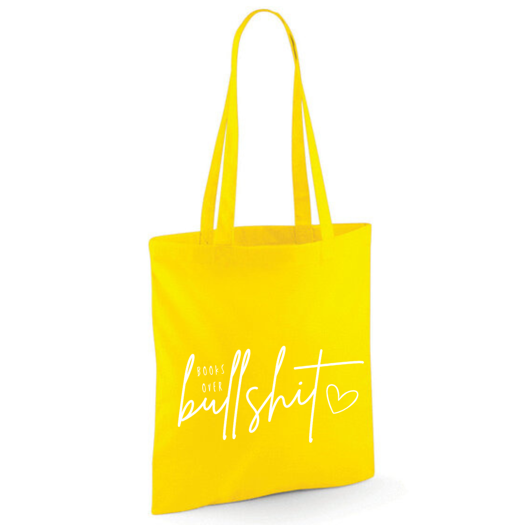 "Books over Bullshit" Handscript Cotton Tote Shopper - lots of colours
