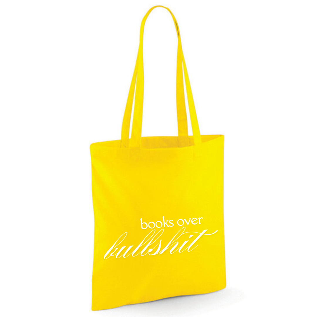 "Books Over Bullshit" Fancy Font Tote Shopper Bag - lots of colours!