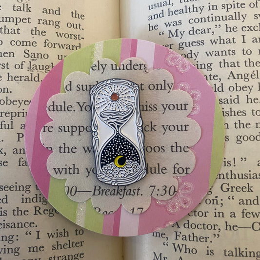 Sun & Moon Hour Glass Pin Badge